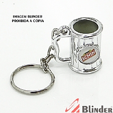 CHAVEIRO EM METAL FORMATO CANECA COM CORRENTE