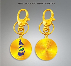 Chaveiro Metal Estampado Dourado