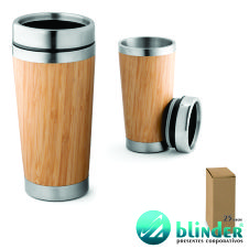 Copo de viagem em bambu e aço inox 500 ML
