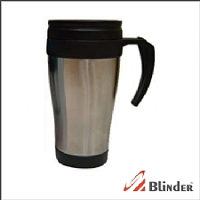 Caneca de metal com capacidade 400 ML.