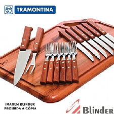 Conjunto para churrasco com 15 peças.